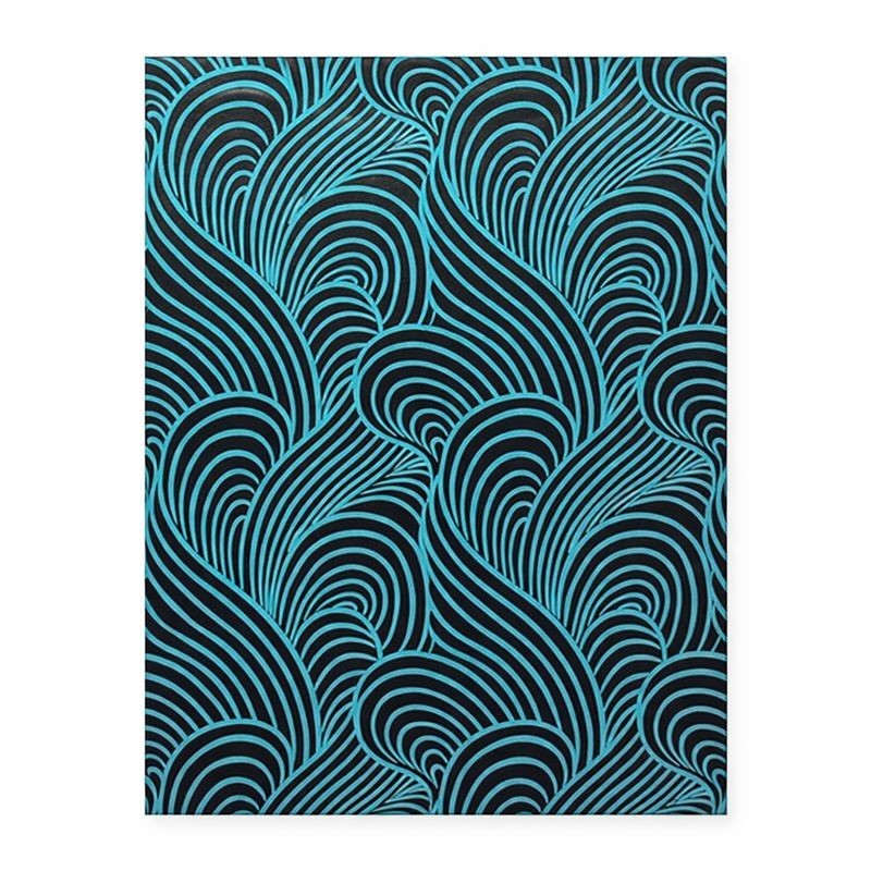 Non-woven wallpaper retro petrol waves blue and black