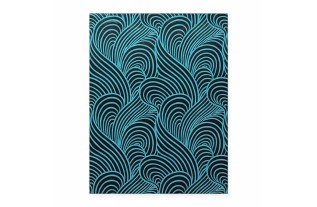 Non-woven wallpaper retro petrol waves blue and black