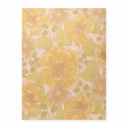 Retro floral wallpaper in warm yellow and green