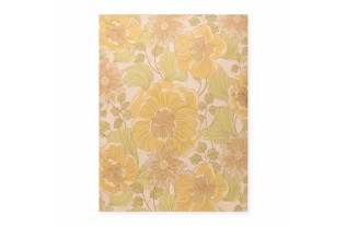 Papier peint floral rétro en jaune et vert chaleureux