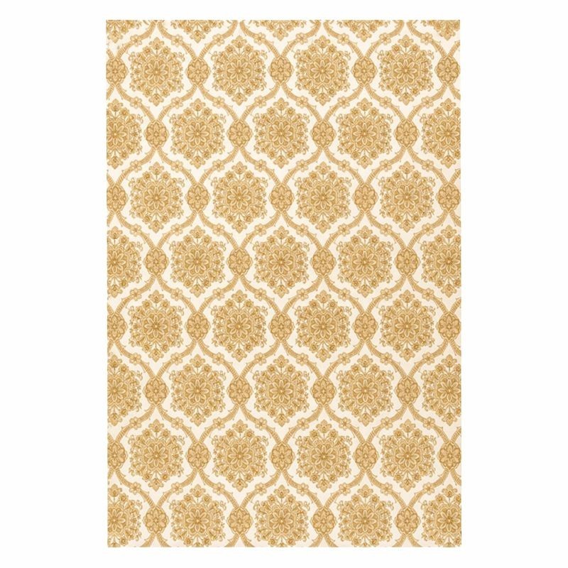 Vintage ornamental wallpaper in gold and sand