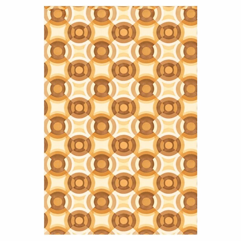 Vintage geometric circle wallpaper – ochre & brown tones