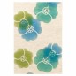 Vintage retro behang – los bloemmotief in blauw- en groentinten