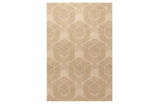 Vintage retro behang – geometrisch reliëfpatroon in warme zandtinten