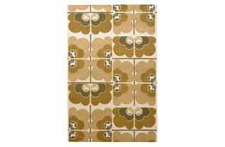 Vintage Retro Behang – grafische bloemen jaren 60/70 – patroonhoogte 42 cm – unieke rol