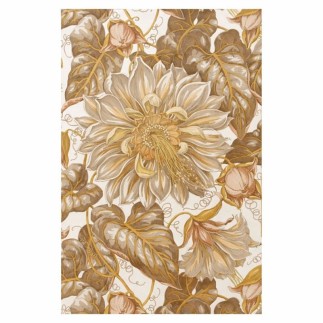 Papier peint rétro vintage – grand motif floral taupe– vinyle lavable –(rapport 69 cm) – rouleau unique