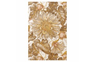Vintage Retro Wallpaper – large floral motif in taupe – wipeable vinyl –(repeat 69 cm) – unique roll