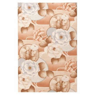 Vintage Retro Behang – vrolijk bloemenbehang blauw & bruin – vinyl afwasbaar