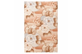 Vintage Retro Behang – vrolijk bloemenbehang blauw & bruin – vinyl afwasbaar