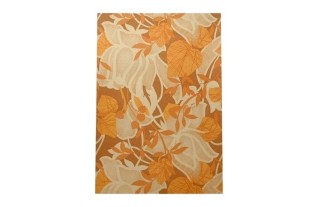 Vintage Retro Wallpaper – graphic floral and leaf motif in ochre & cream