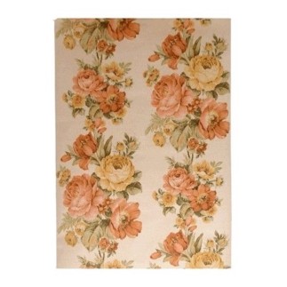 Papier peint rétro vintage – bouquets de roses romantiques pêche & jaune