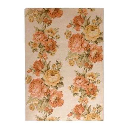 Vintage Retro Behang – romantische rozenboeketten in perzik & geel