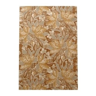 Papier peint rétro vintage – motif fleurs et carreaux en ocre, beige et brun