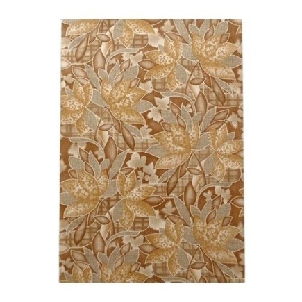Papier peint rétro vintage – motif fleurs et carreaux en ocre, beige et brun