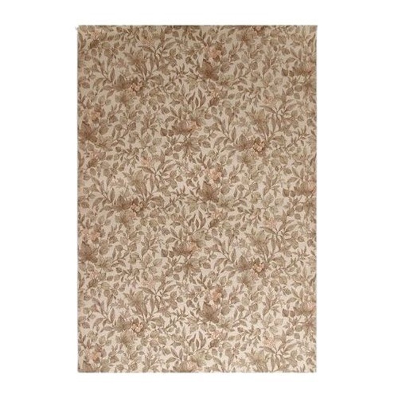 Vintage Retro Wallpaper – fine floral and leaf motif in taupe & soft pink