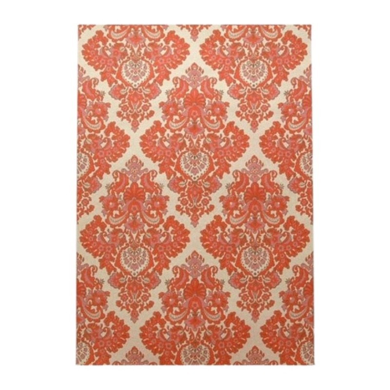 Papier peint rétro vintage – motif damassé baroque en rouge et crème