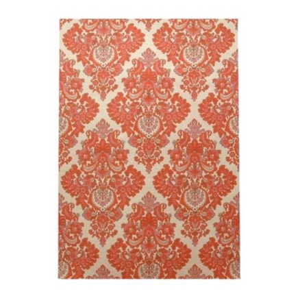 Vintage Retro Behang – barok damastmotief in rood en crème