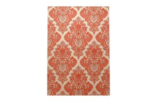 Papier peint rétro vintage – motif damassé baroque en rouge et crème