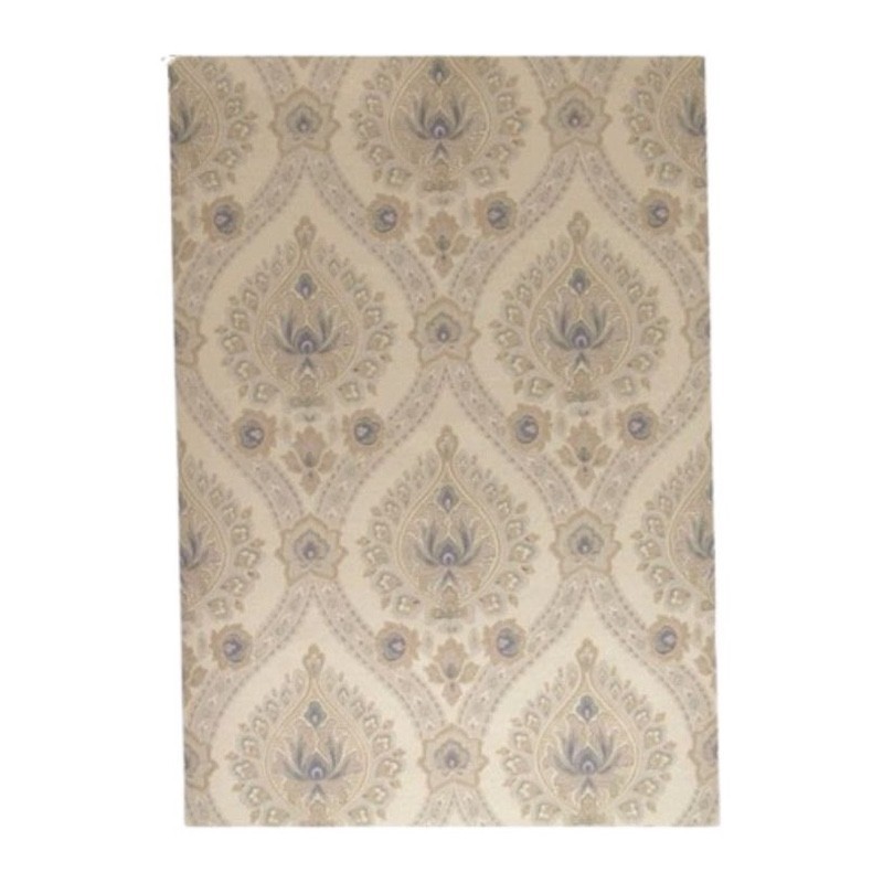 Papier peint rétro vintage – motif goutte paisley classique en sable, gris & bleu doux
