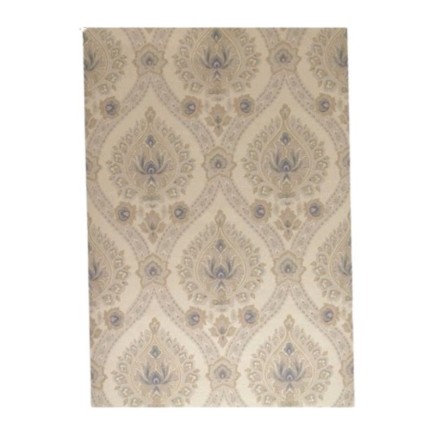 Papier peint rétro vintage – motif goutte paisley classique en sable, gris & bleu doux