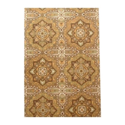 Vintage Retro Wallpaper – ornamental tile motif in warm brown, gold & olive