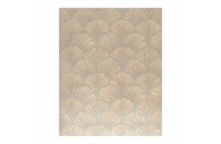 Vintage retro wallpaper – art deco fan pattern in blue, ecru & pearlescent tones