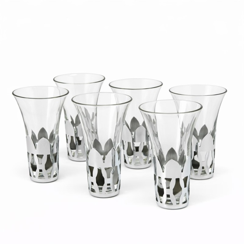 Vintage Liqueur Glasses with Silver-Coloured Holder
