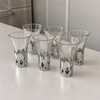 Vintage Liqueur Glasses with Silver-Coloured Holder