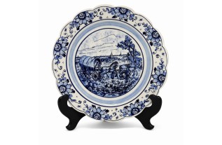 Delft Blue Wall Plate with Stand – Horse and Cart