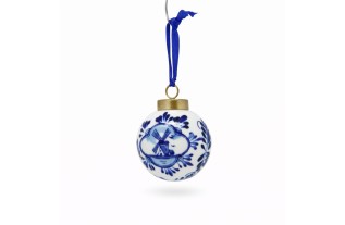 Boule de Noël bleu de Delft – peinte à la main