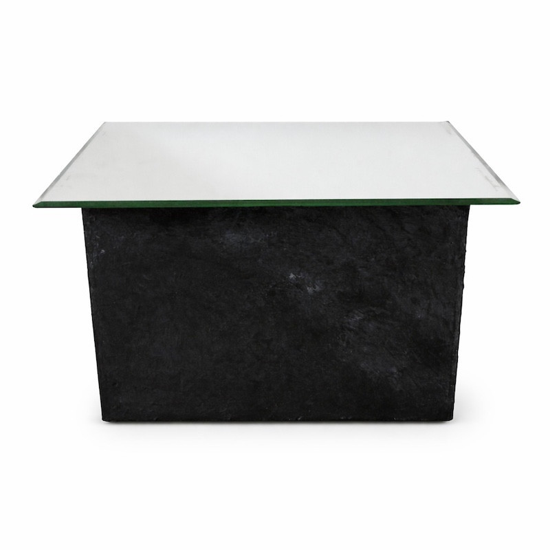 Cornwall Black Side Table – tray base with vintage mirror top