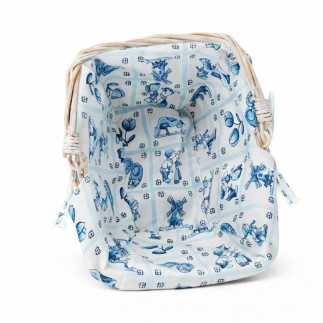 Decoratief wit mandje met Delftsblauwe stof