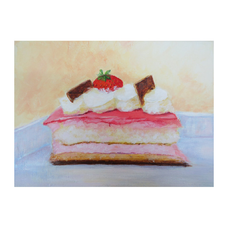 Taartje met slagroom 18 × 24 cm | Acryl op doek