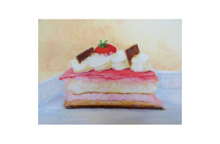 Taartje met slagroom 18 × 24 cm | Acryl op doek