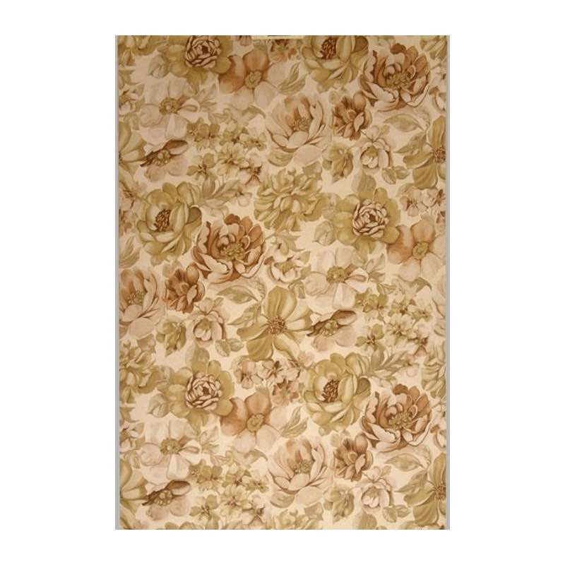 Papier peint floral vintage en tons beige et brun