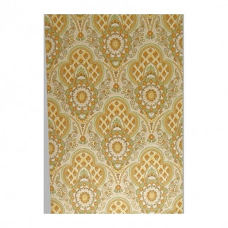 Vintage Medallion Ornament Wallpaper in mustard and sand tones