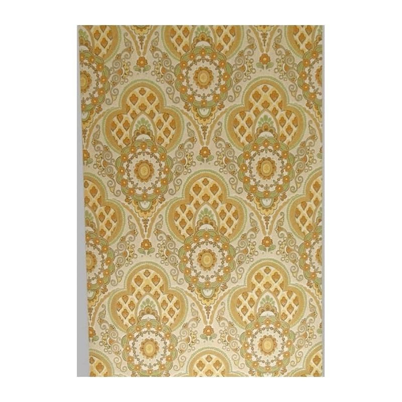 Vintage Medallion Ornament Wallpaper in mustard and sand tones