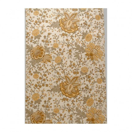 Vintage Botanical Meadow Behang in mosterd en zandtinten