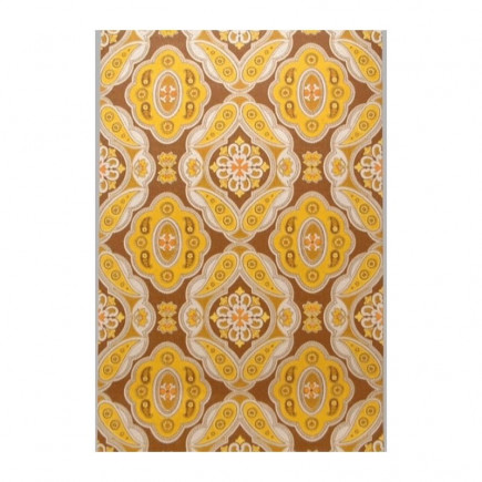Vintage Bohemian Medallion Wallpaper in mustard and brown tones