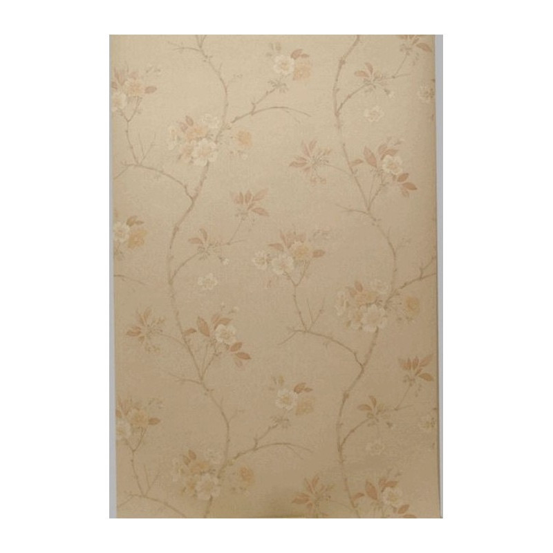Vintage Blossom Branch Vinyl Wallpaper in soft sand tones