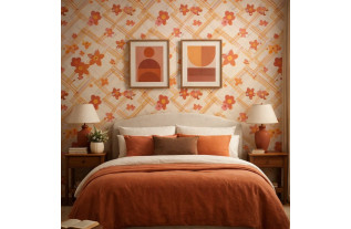 Vintage Pop Garden Grid Wallpaper – 1960s / 1970s