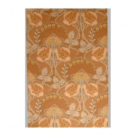 Vintage Amber Meadow Floral Wallpaper – 1960s / 1970s