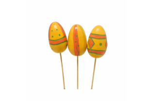 Wooden Easter Eggs on Stick – Set of 3 Decorative Eyecatchers (± 55 mm)