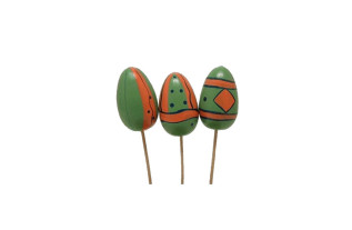 Paasei op stok groen oranje 55 mm | 3 stuks