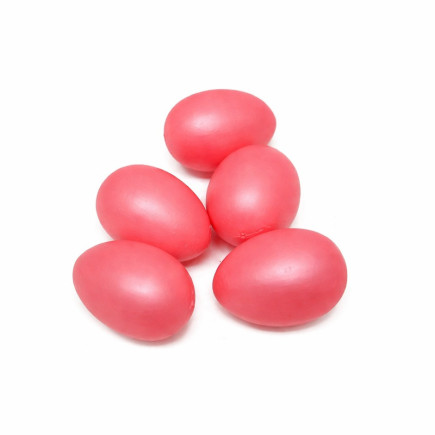 Roze decoratie-eieren in plastiek 4 x 6 cm – set van 5 voor zachte paasstyling