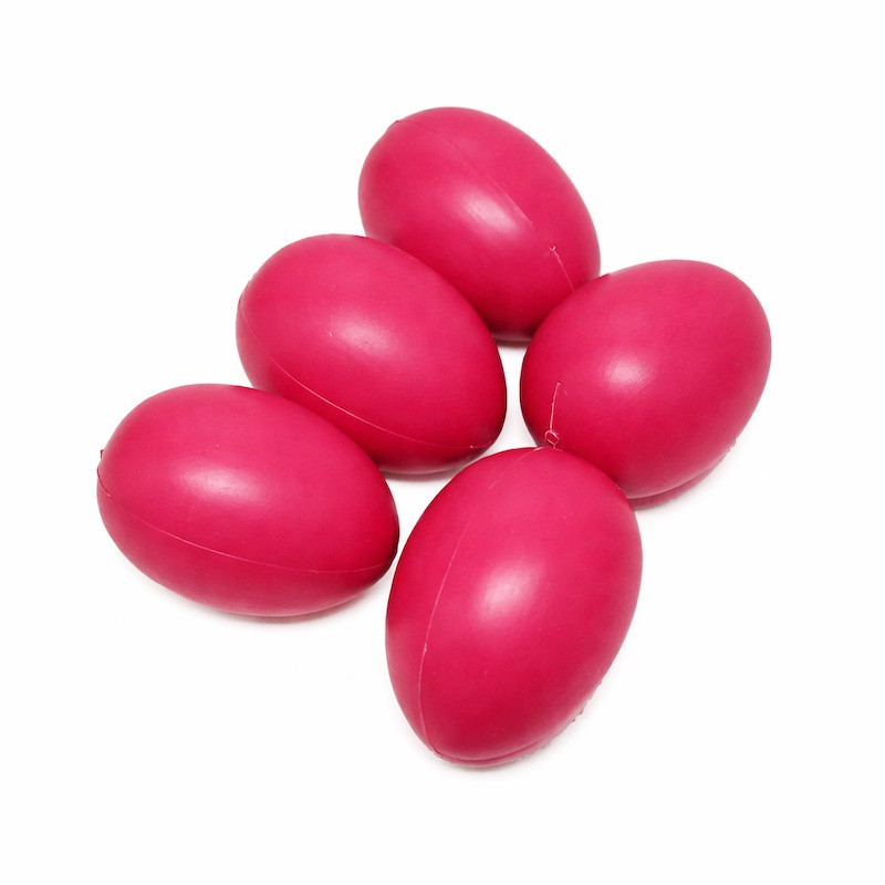 Donker roze decoratie-eieren in plastiek 4 x 6 cm – set van 5 voor een krachtig paasaccent