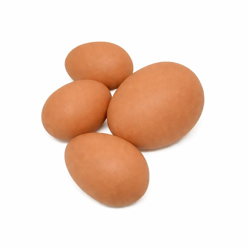 Decoratieve kippeneieren set naturel – 1 groot ei 10 cm en 3 kleine eieren 7 cm