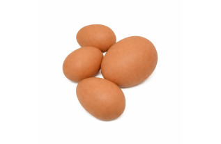 Decoratieve kippeneieren set naturel – 1 groot ei 10 cm en 3 kleine eieren 7 cm