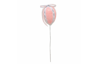 Roze paasei met strik op ijzerdraad 4 x 6 cm – romantisch detail voor verfijnde paasdecoratie