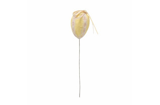 Yellow Easter egg with bow on wire 4 x 6 cm – elegant detail for Easter arrangements and floral styling